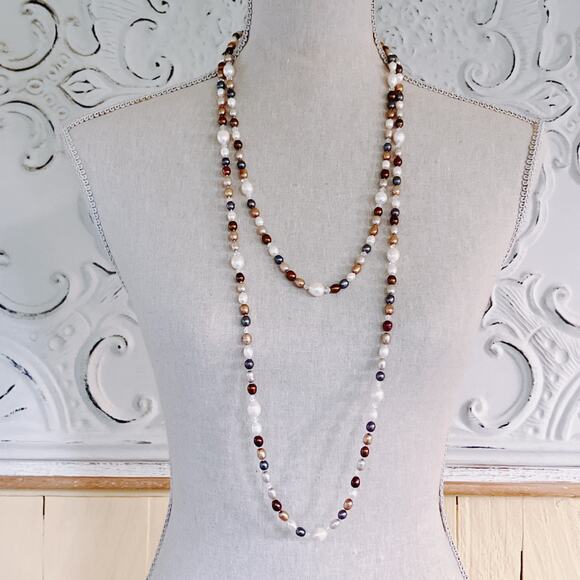 Long 66" Cultured Freshwater Pearl Endless Opera Rope Knotted Necklace Colorful - Picture 12 of 13